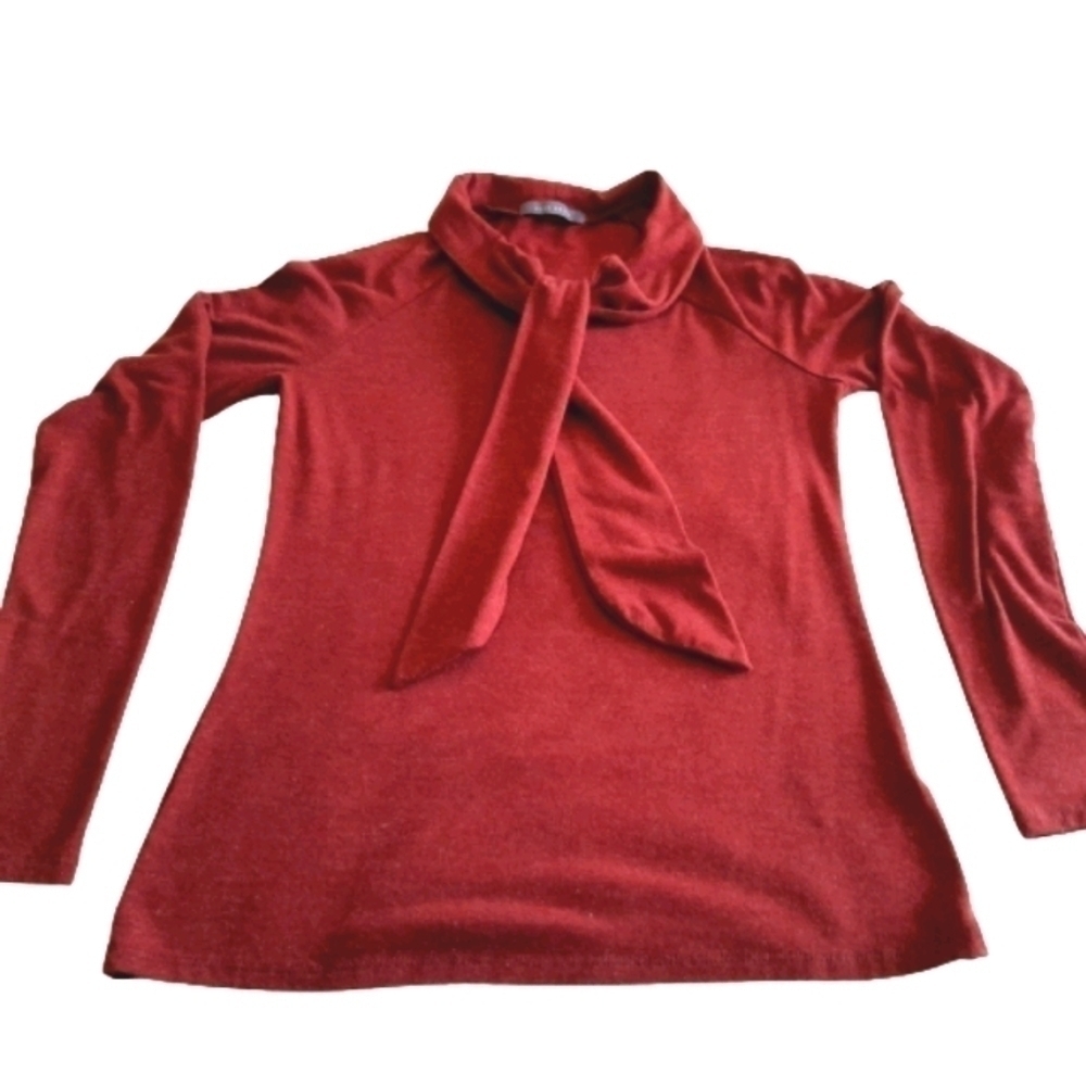Suzy Shier  Shirt Long Sleeve womens size small red with tie Stretchy Y2K